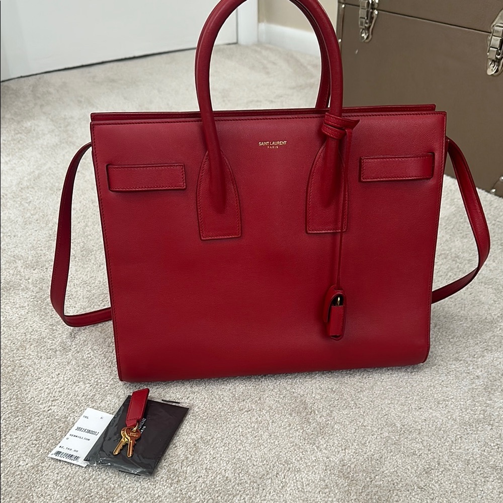 Saint Laurent Small Sac de Jour Red Vermillion Leather Bag